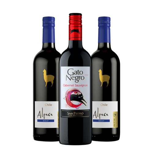 Kit Alpaca Merlot e Gato Negro Cabernet Sauvignon  - 3 unidades