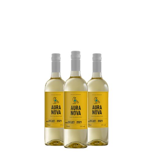 Kit Vinho Branco Aura Nova Sweet White Moscato 750ml 03 Unidades