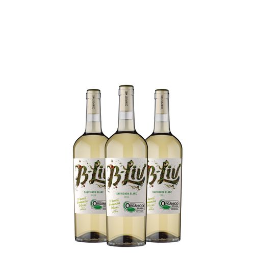 Kit Vinho Branco B-Liv Orgânico Sauvignon Blanc 750ml 03 Unidades
