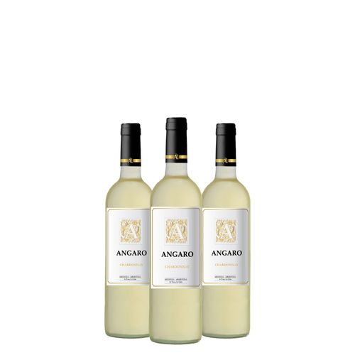 Kit Vinho Branco Angaro Chardonnay 750ml 03 Unidades