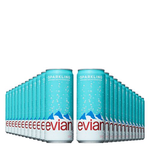 Caixa de Evian Sparkling  330ml com 24 latas