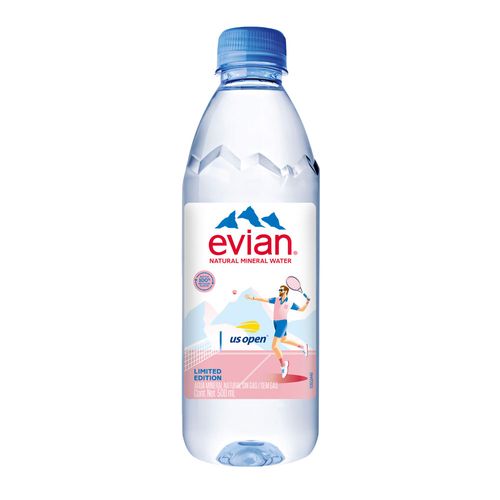 Água Evian Pet Sem Gás US Open Limited Edition 500ml