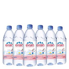 Kit Água Evian Pet Sem Gás US Open Limited Edition 1000ml 6 Unidades