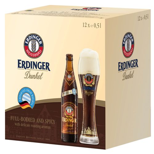 Kit Cerveja Erdinger Dunkel 500ml - 12 Unidades