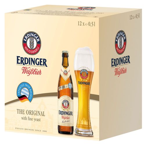 Kit Cerveja Erdinger Weissbier 500ml com 12 Garrafas