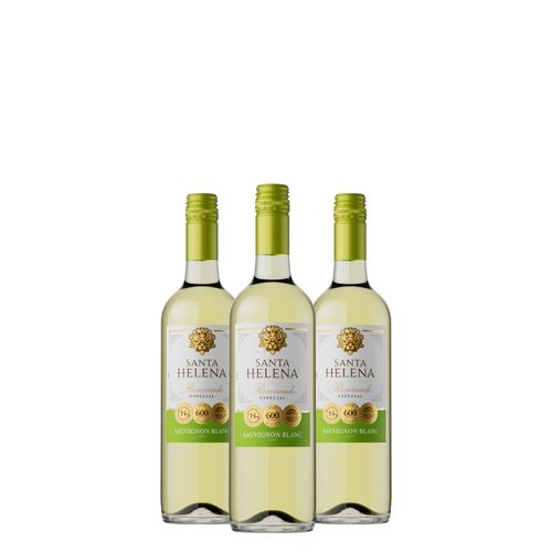 Kit Vinho Branco Santa Helena Reservado Sauvignon Blanc 750ml 03 Unidades