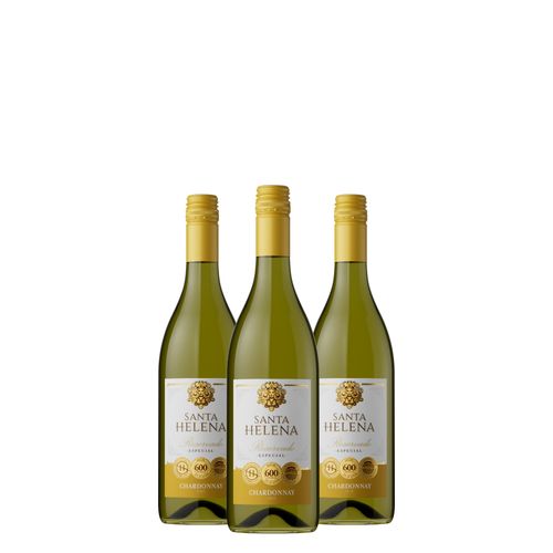 Kit Vinho Branco Santa Helena Reservado Chardonnay 750ml 03 Unidades